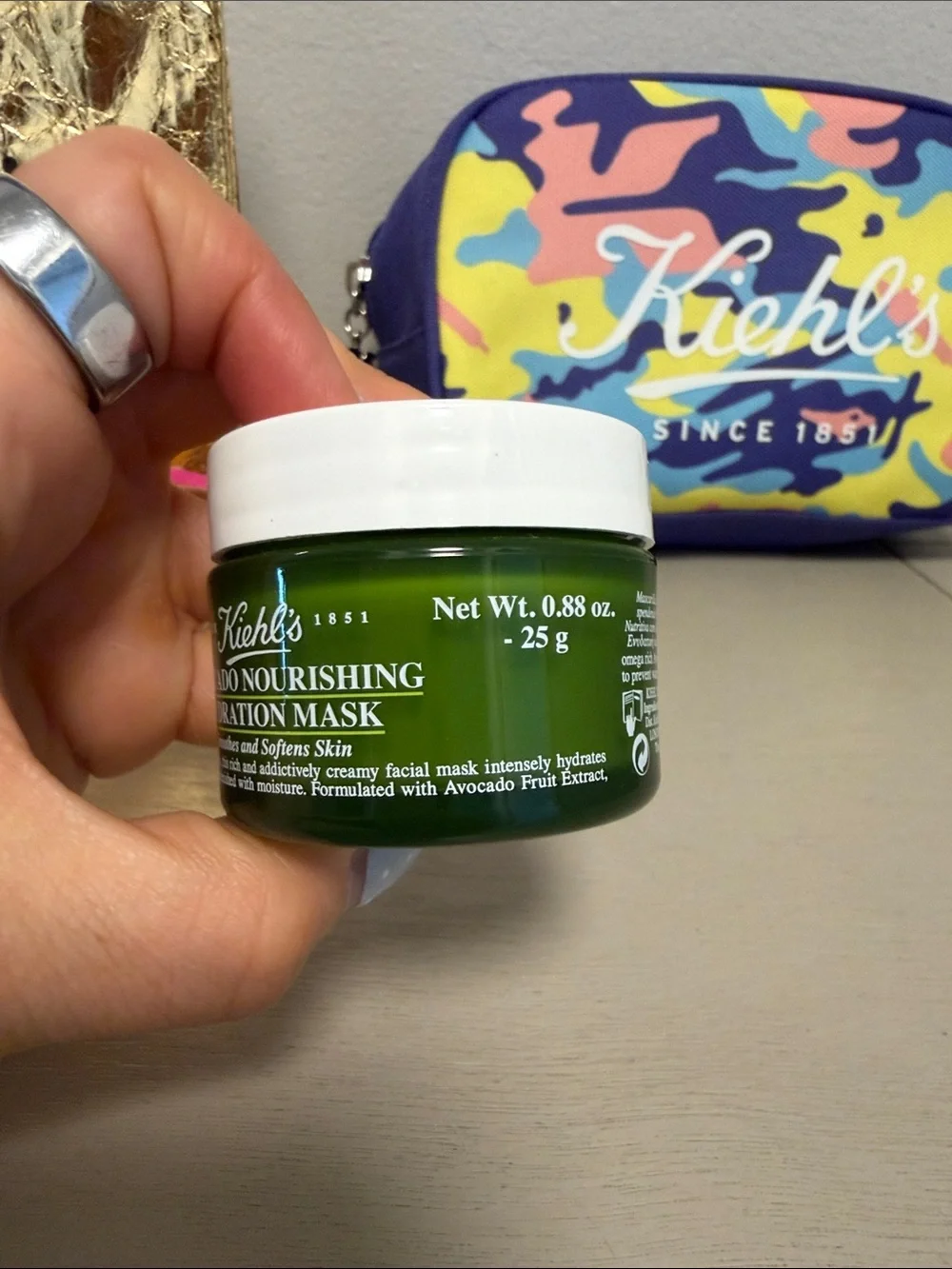 Kiehl’s Avocado Nourishing Hydration Mask + 2 Cosmetic Travel Bags Set - NIB
